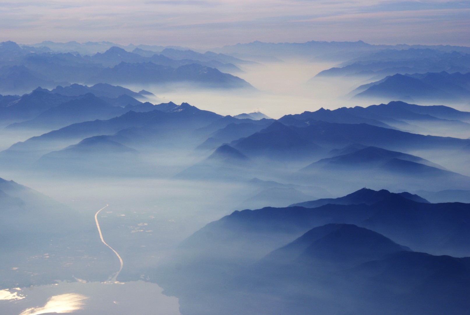 Alpine range at dusk
