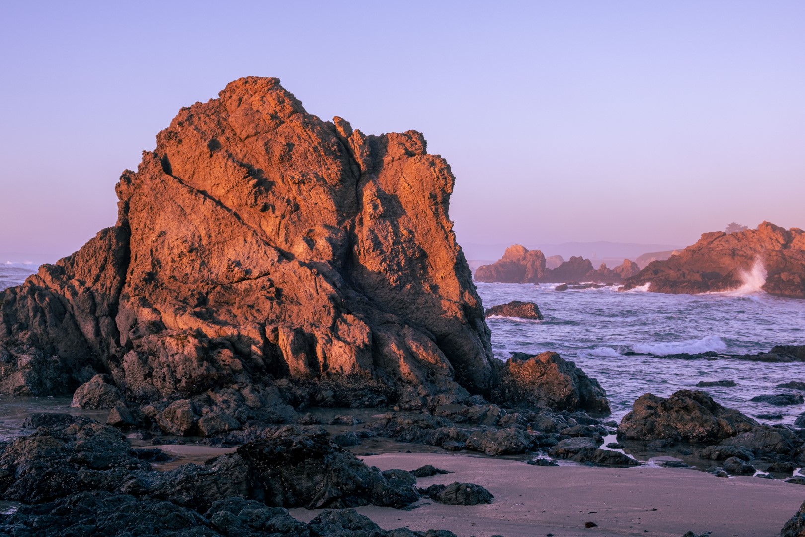 Coastal cliffs and waves