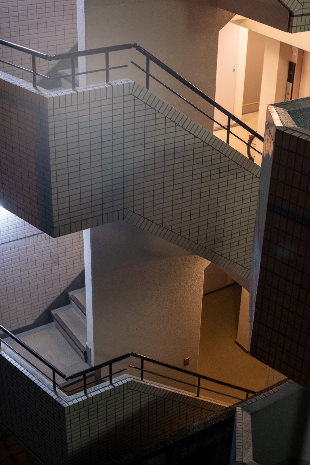 Tokyo stairwell with hard light