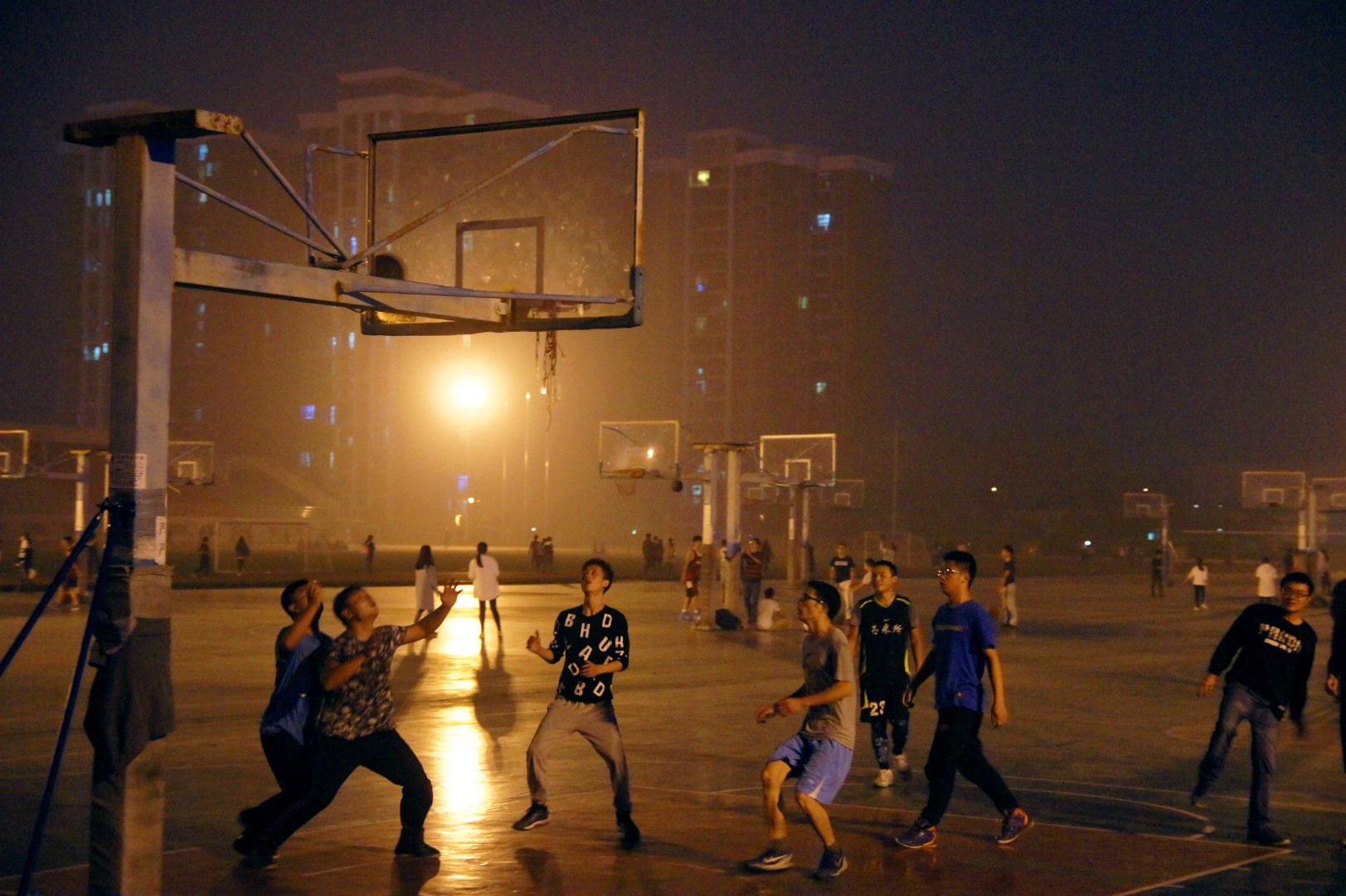 Basketball court action